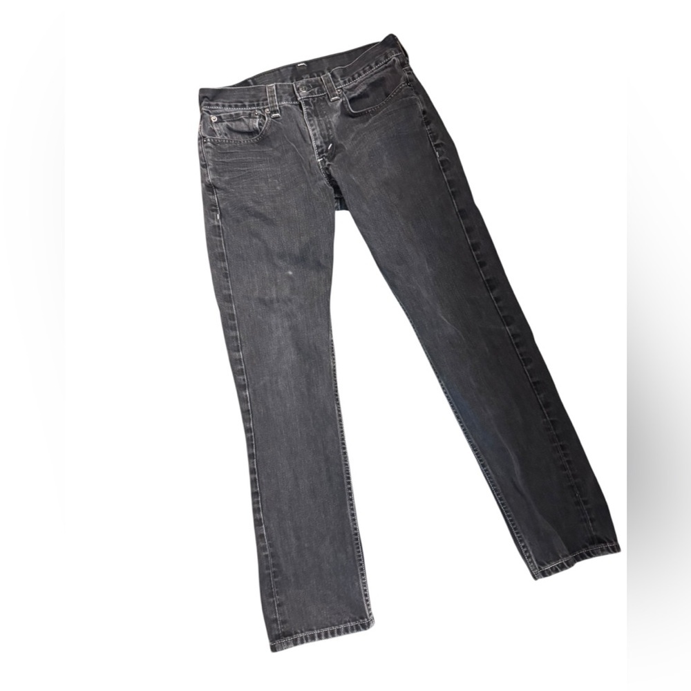 LEVI'S 511 Mens Black Denim Moto White Stitch Cotton Jeans Skinny Size 32X30